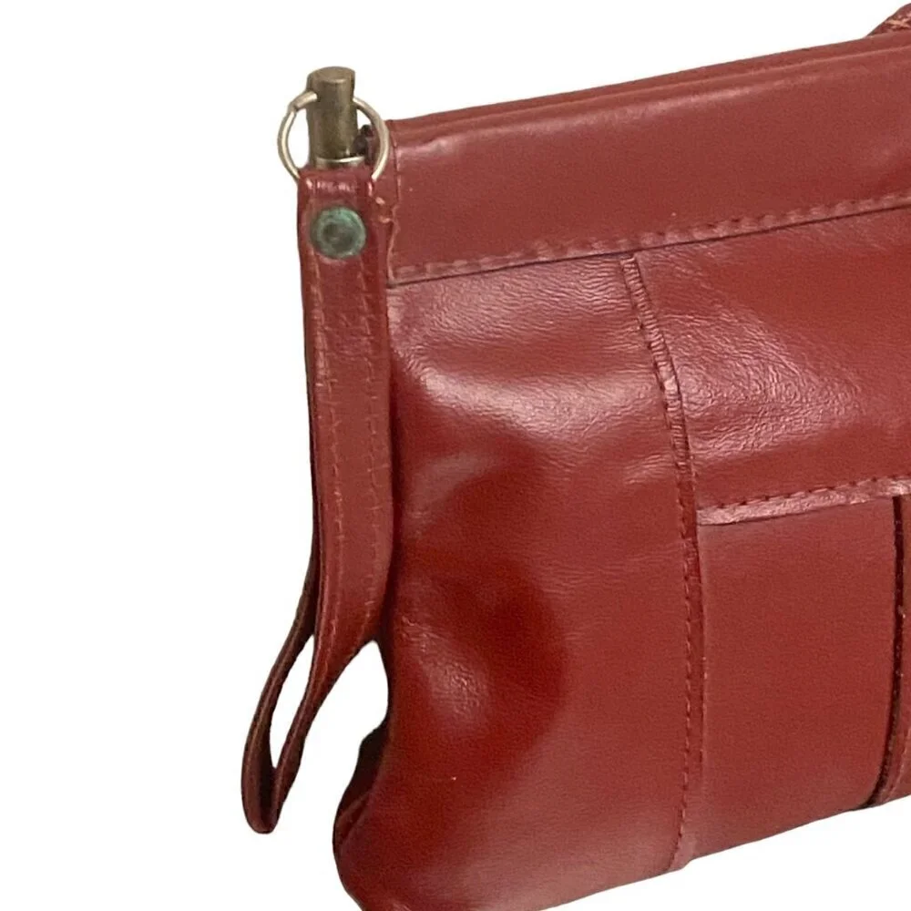 Vintage Roger Gimbel Red Leather Patchwork Wristlet Bag